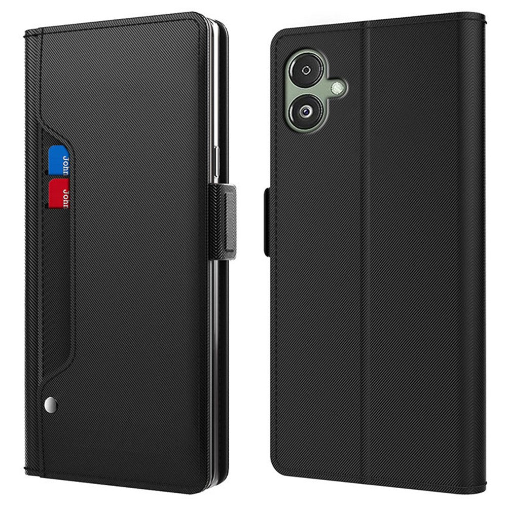 For Samsung Galaxy A06 4G Case Stand PU Leather Phone Cover Card Holder Mirror