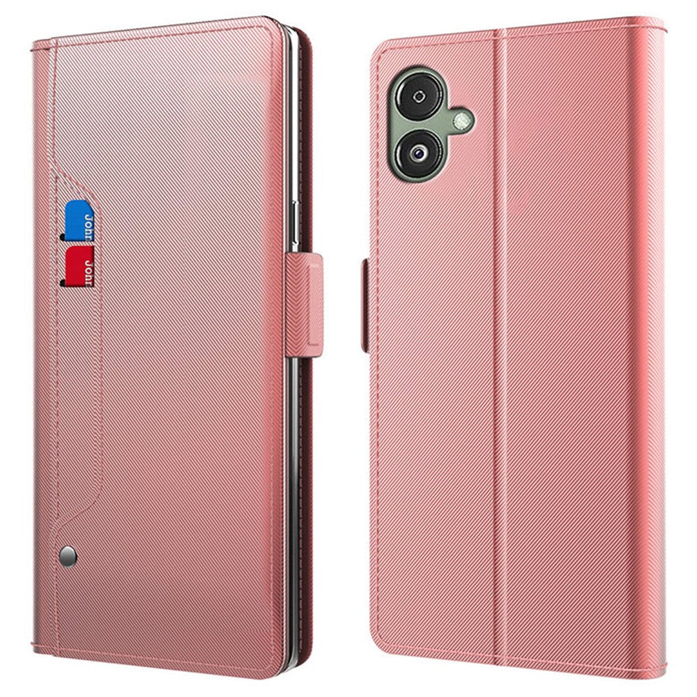 For Samsung Galaxy A06 4G Case Stand PU Leather Phone Cover Card Holder Mirror