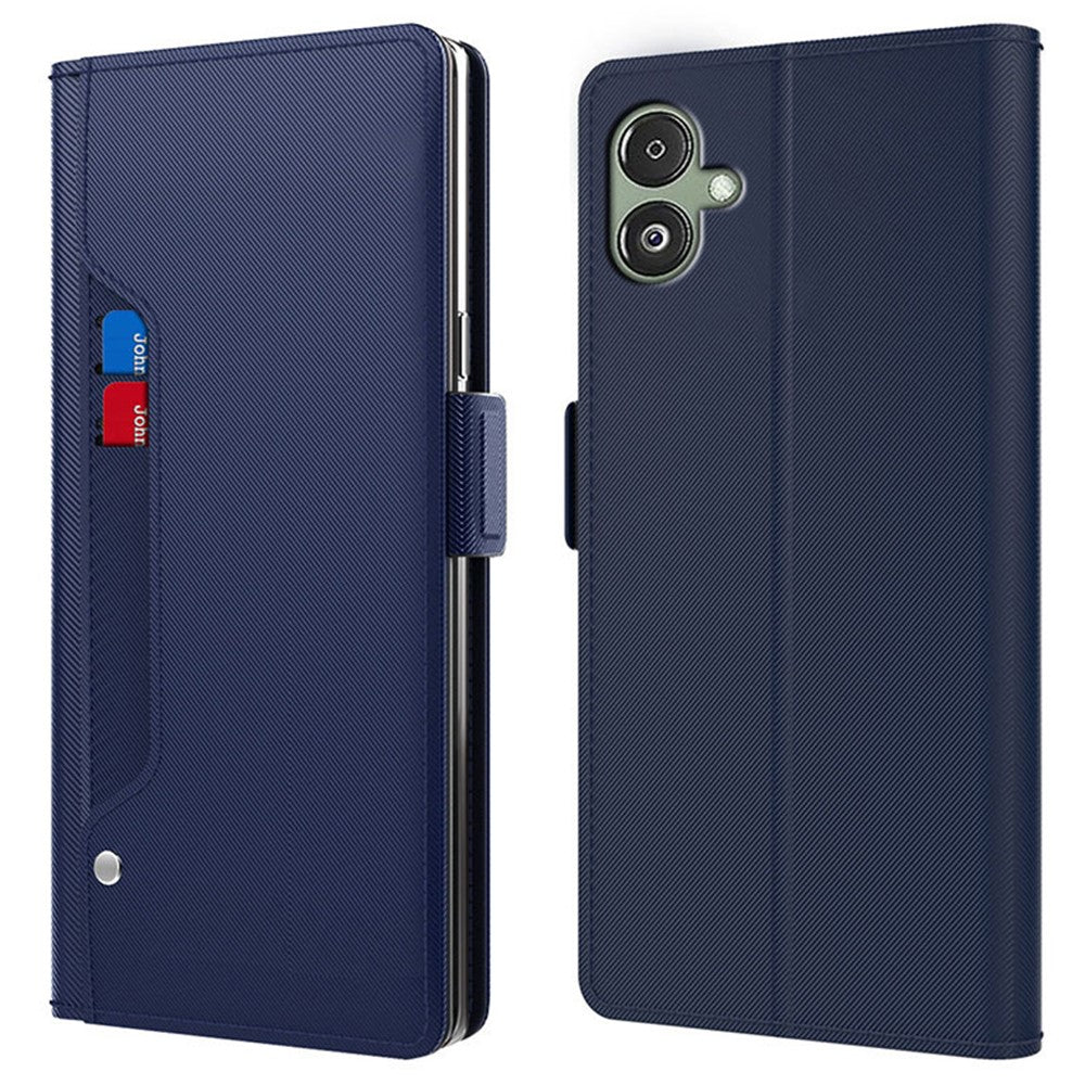 For Samsung Galaxy A06 4G Case Stand PU Leather Phone Cover Card Holder Mirror