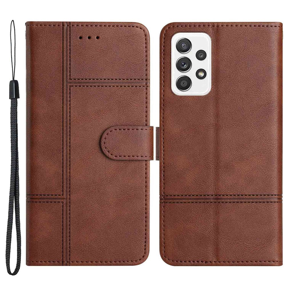 Til Samsung Galaxy A23 5G (global version) / 4G Business PU Læder Flip Wallet Cover med prægede linjer, stander, magnetisk lukning og strop