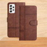 Til Samsung Galaxy A23 5G (global version) / 4G Business PU Læder Flip Wallet Cover med prægede linjer, stander, magnetisk lukning og strop
