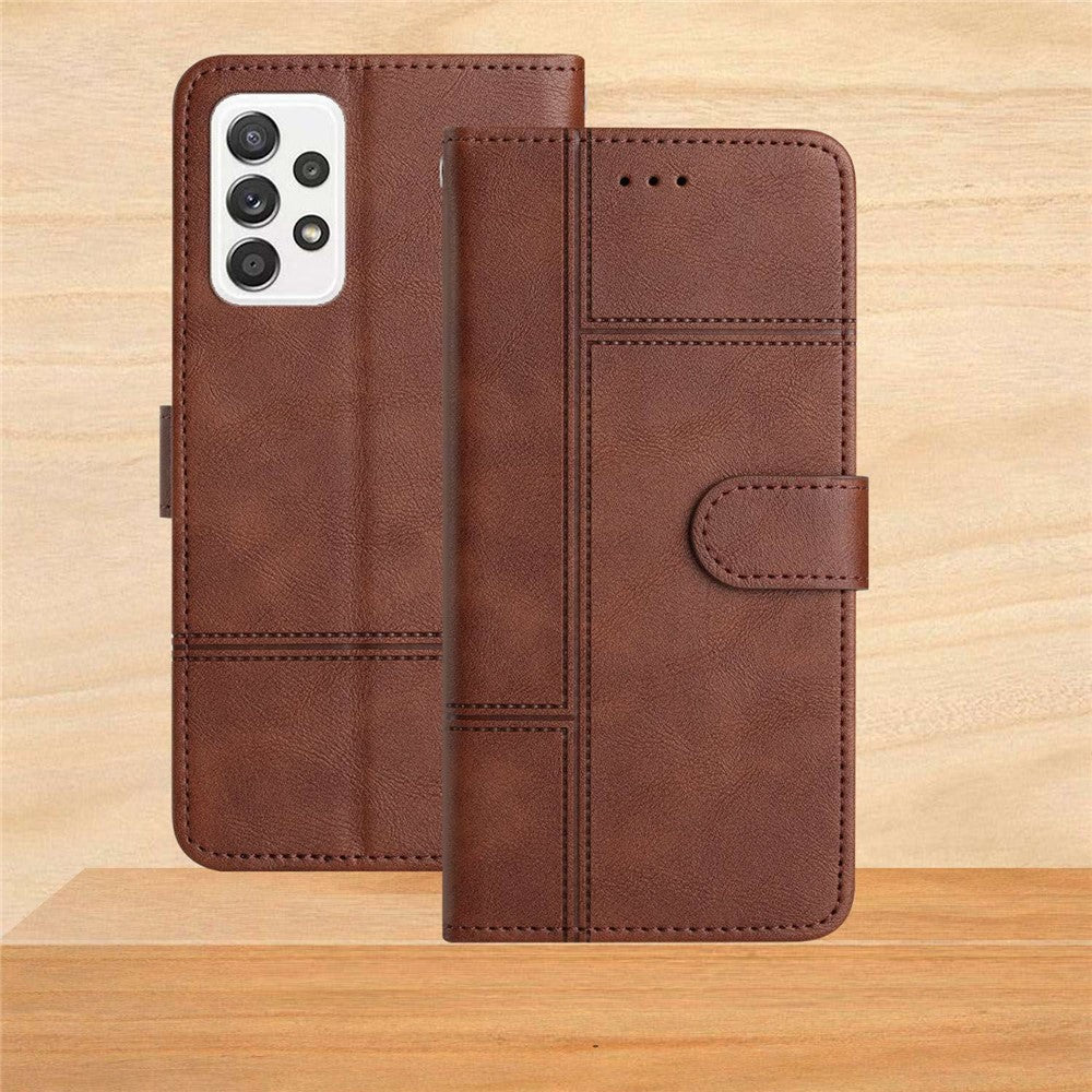Til Samsung Galaxy A23 5G (global version) / 4G Business PU Læder Flip Wallet Cover med prægede linjer, stander, magnetisk lukning og strop