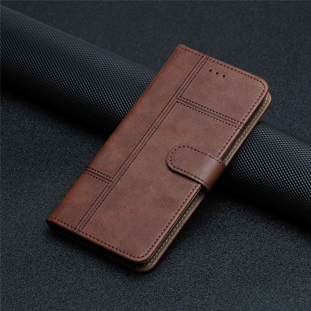Til Samsung Galaxy A23 5G (global version) / 4G Business PU Læder Flip Wallet Cover med prægede linjer, stander, magnetisk lukning og strop