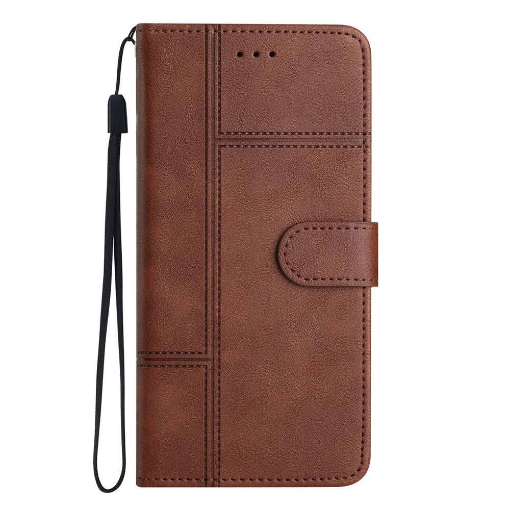Til Samsung Galaxy A23 5G (global version) / 4G Business PU Læder Flip Wallet Cover med prægede linjer, stander, magnetisk lukning og strop