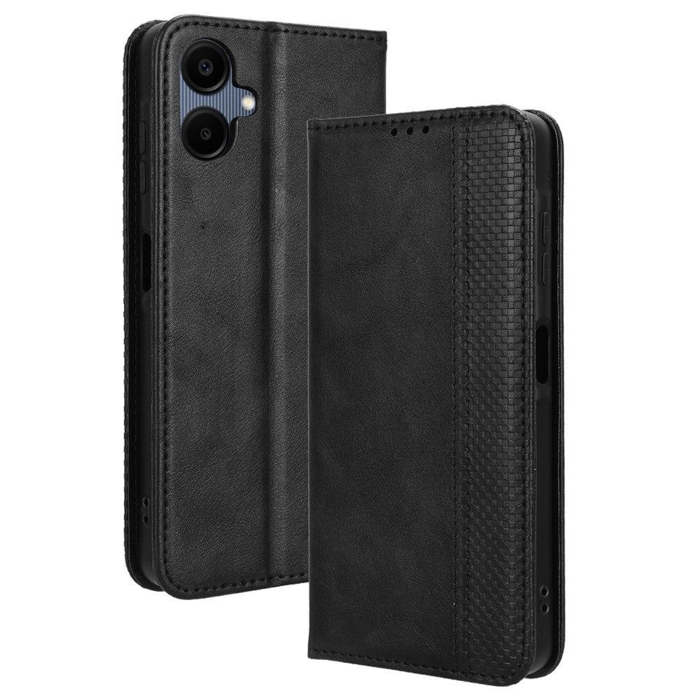 Til Samsung Galaxy A06 4G / A06 5G læderetui, pungstativ, retro tekstur telefoncover