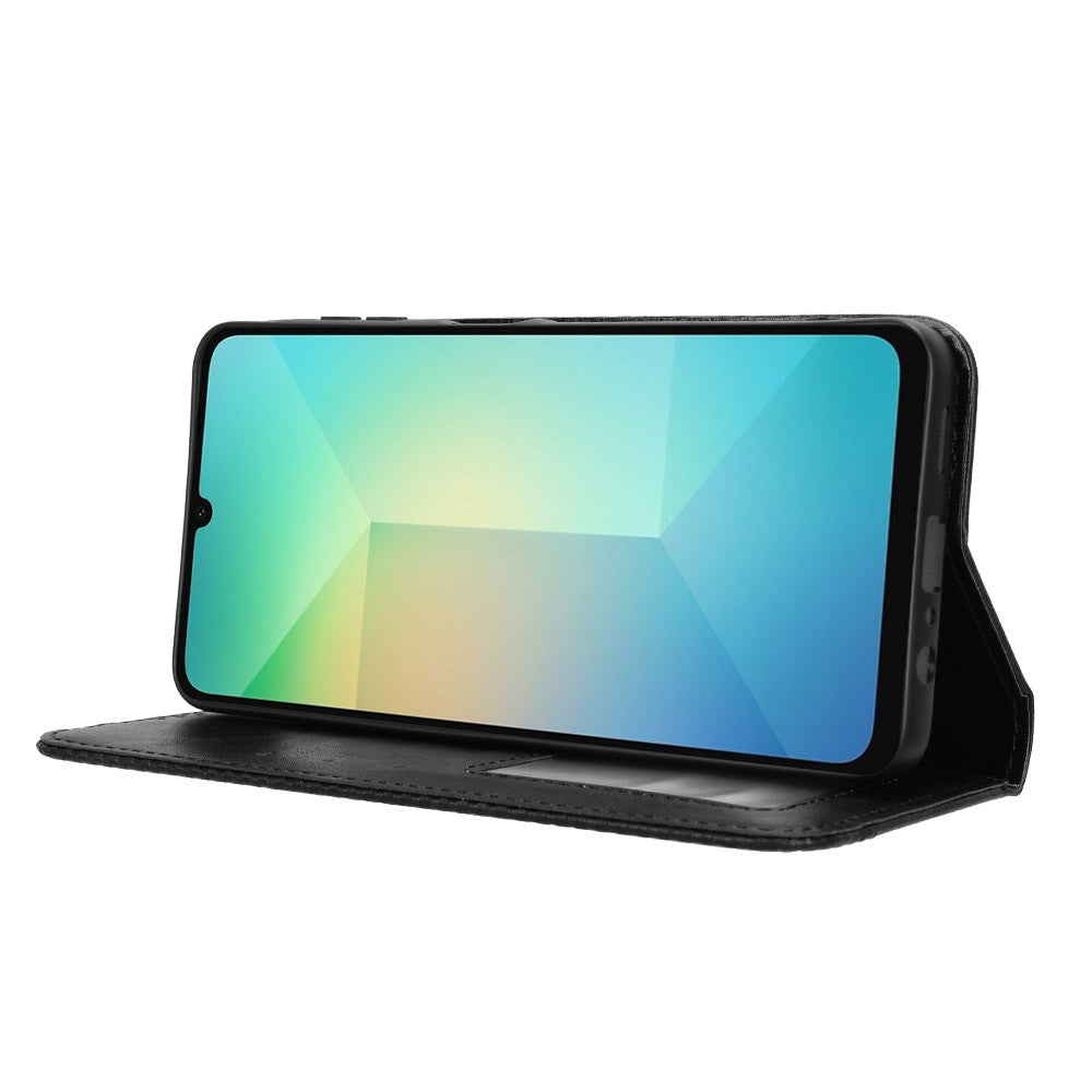 Til Samsung Galaxy A06 4G / A06 5G læderetui, pungstativ, retro tekstur telefoncover