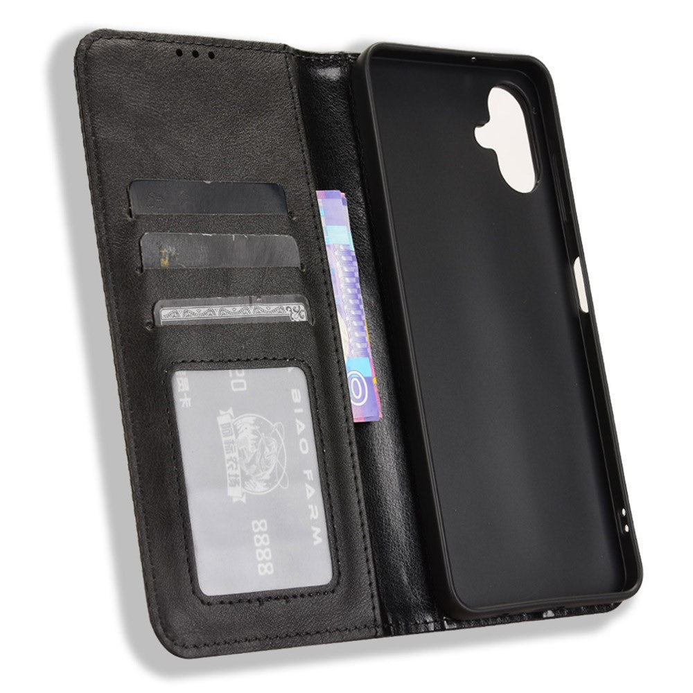 Til Samsung Galaxy A06 4G / A06 5G læderetui, pungstativ, retro tekstur telefoncover