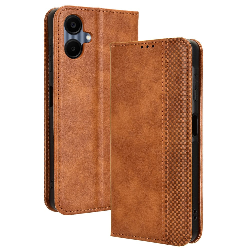 Til Samsung Galaxy A06 4G / A06 5G læderetui, pungstativ, retro tekstur telefoncover