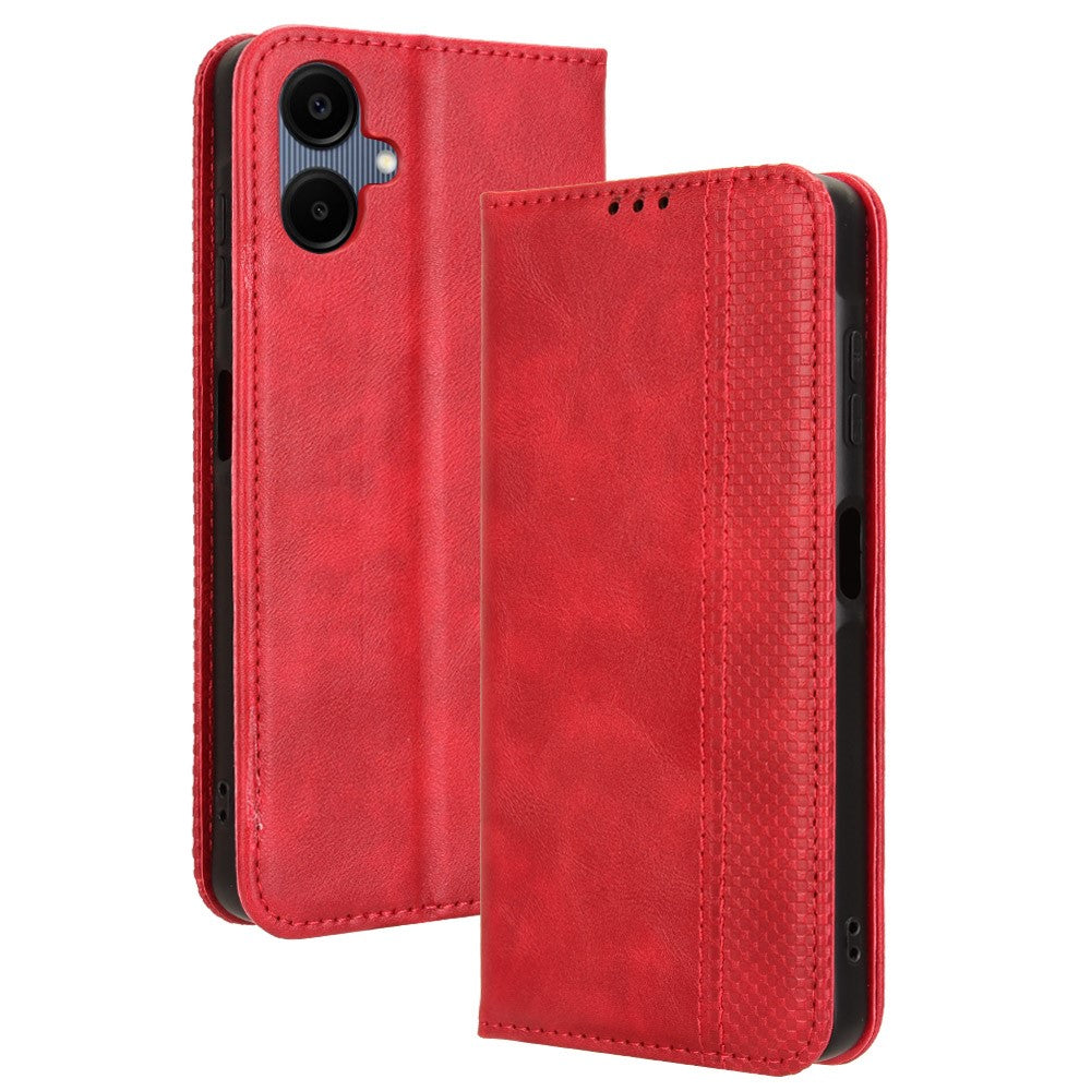 Til Samsung Galaxy A06 4G / A06 5G læderetui, pungstativ, retro tekstur telefoncover
