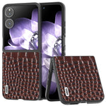 ABEEL For Xiaomi Mix Flip 5G Case Genuine Cow Leather Back Phone Cover Crocodile Texture