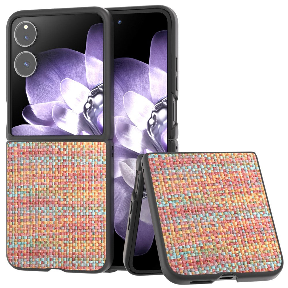 For Xiaomi Mix Flip 5G Case Leather+PC Phone Cover Plaid Texture