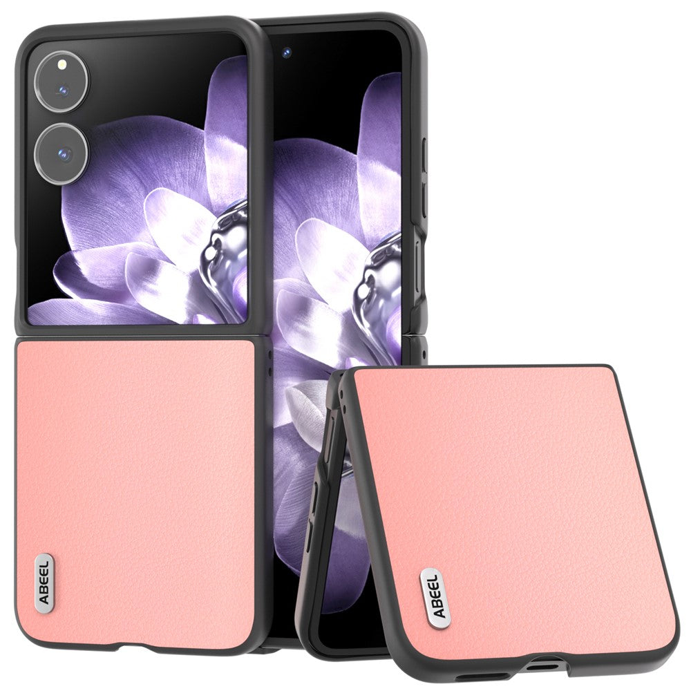 ABEEL For Xiaomi Mix Flip 5G Case Anti-Scratch Genuine Cow Leather Back Phone Cover