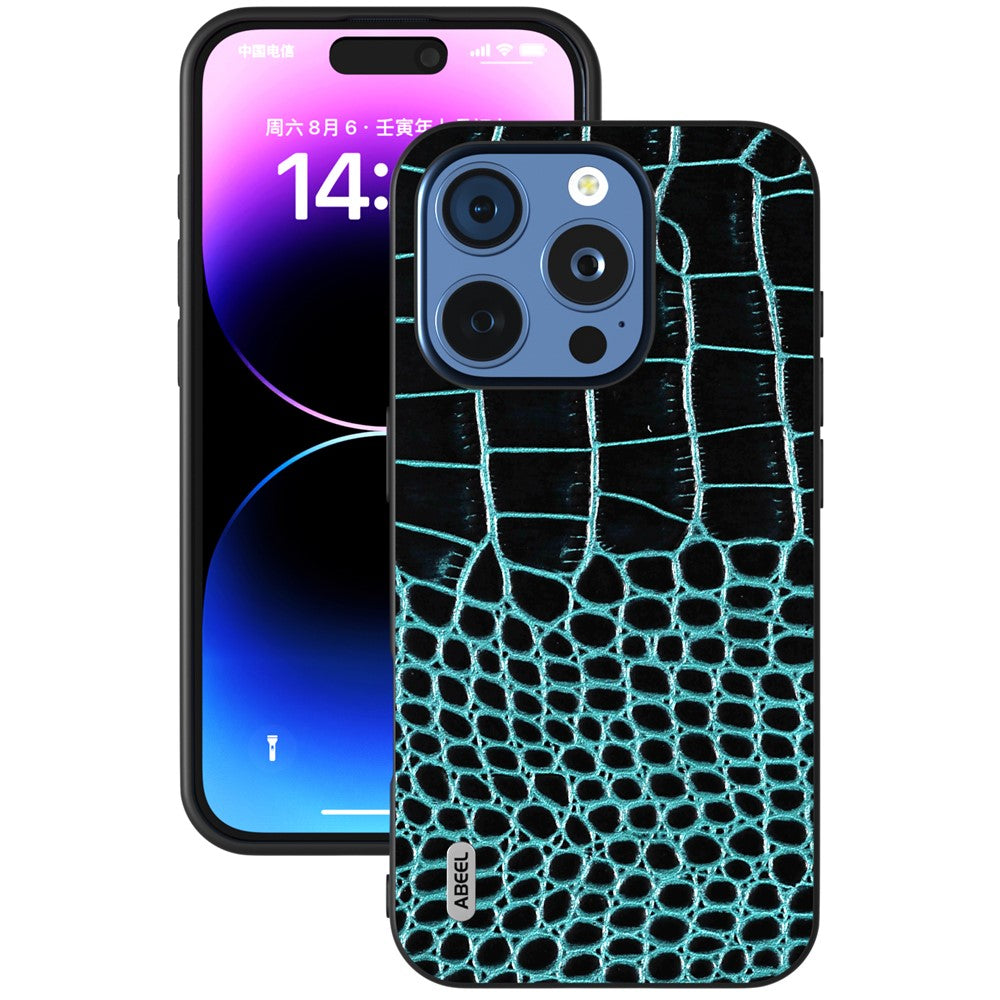 ABEEL til iPhone 16 Pro Max cover ægte koskind bagside telefoncover krokodille-tekstur