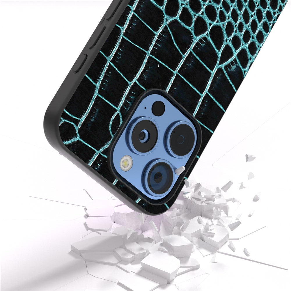 ABEEL til iPhone 16 Pro Max cover ægte koskind bagside telefoncover krokodille-tekstur