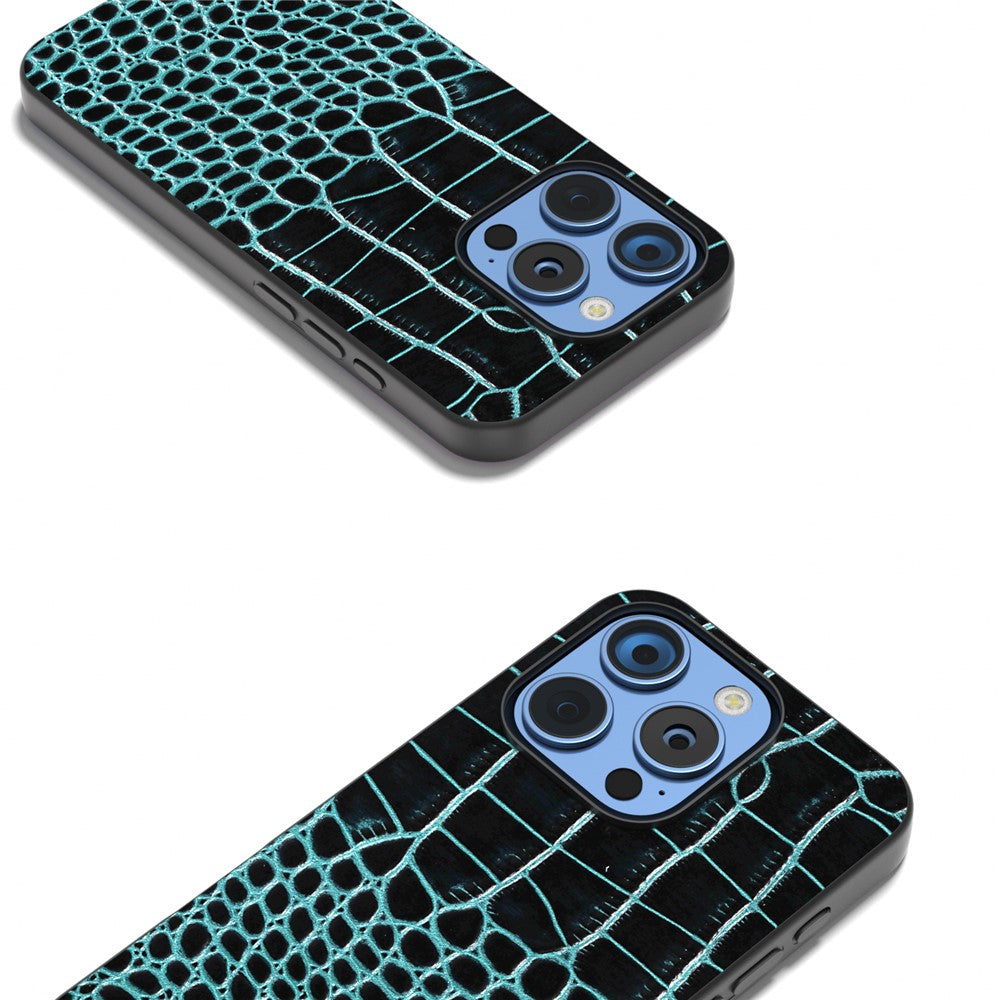 ABEEL til iPhone 16 Pro Max cover ægte koskind bagside telefoncover krokodille-tekstur