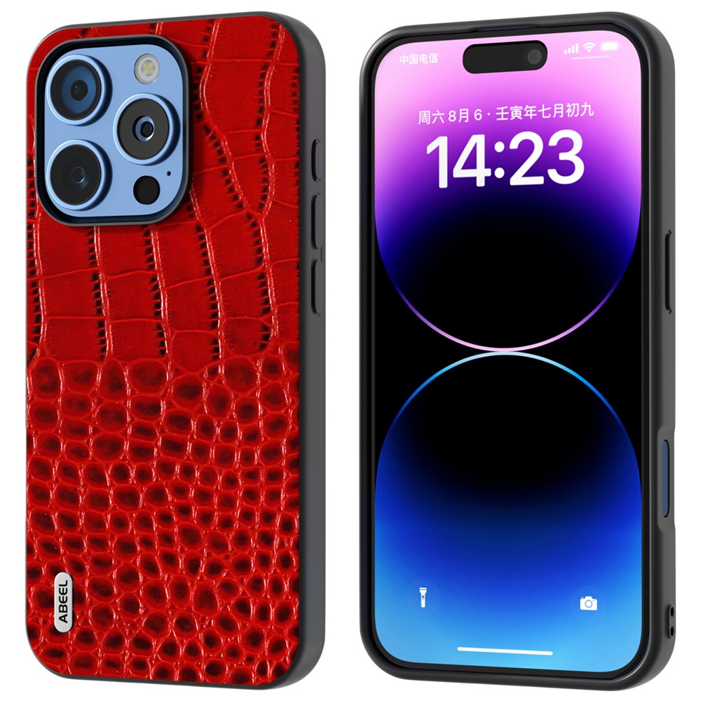 ABEEL til iPhone 16 Pro Max cover ægte koskind bagside telefoncover krokodille-tekstur