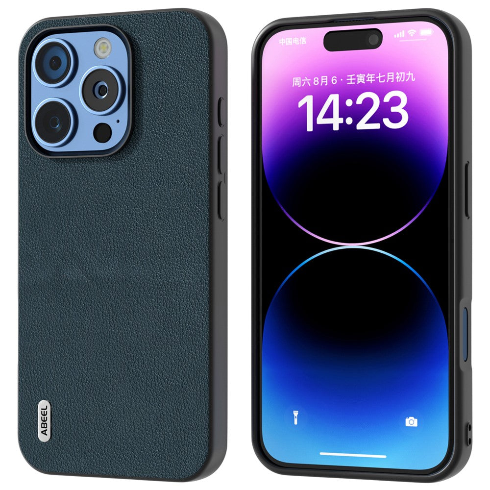 ABEEL For iPhone 16 Pro Case Anti-Scratch Genuine Cow Leather Back Phone Cover