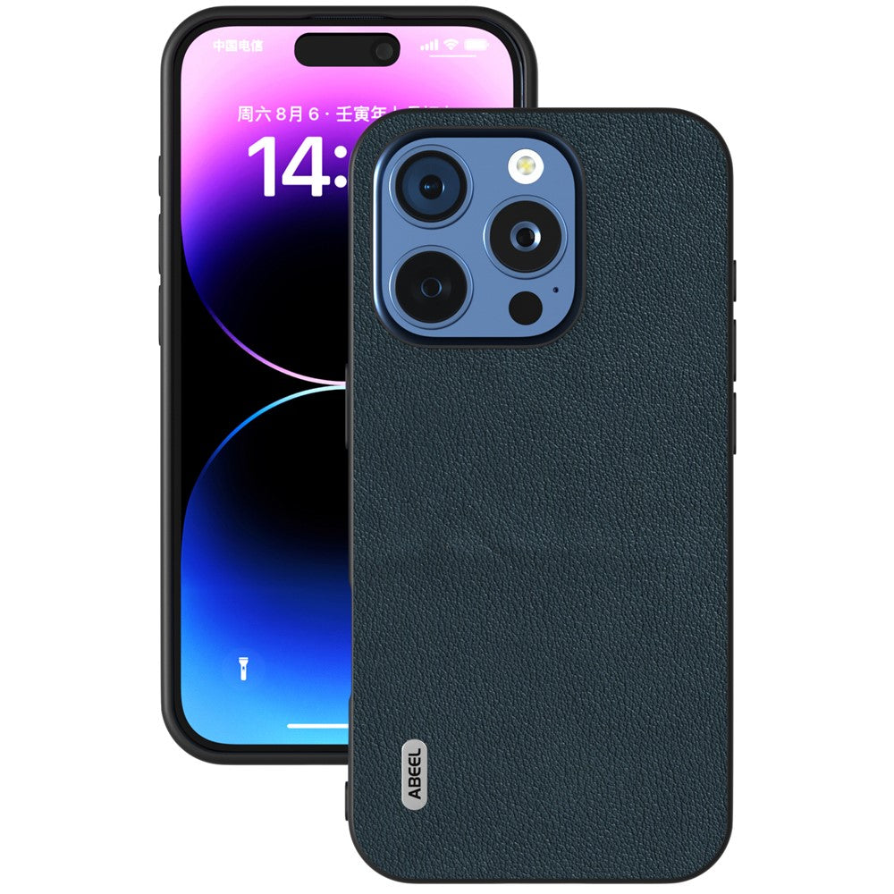 ABEEL For iPhone 16 Pro Case Anti-Scratch Genuine Cow Leather Back Phone Cover