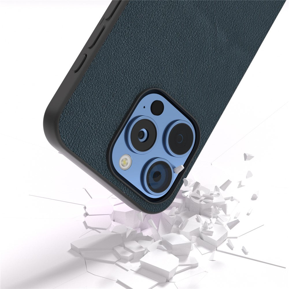 ABEEL For iPhone 16 Pro Case Anti-Scratch Genuine Cow Leather Back Phone Cover