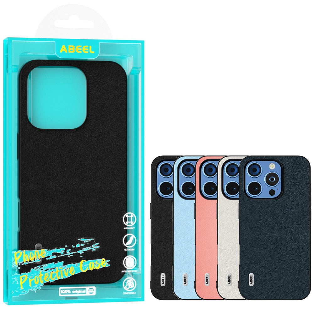 ABEEL For iPhone 16 Pro Case Anti-Scratch Genuine Cow Leather Back Phone Cover