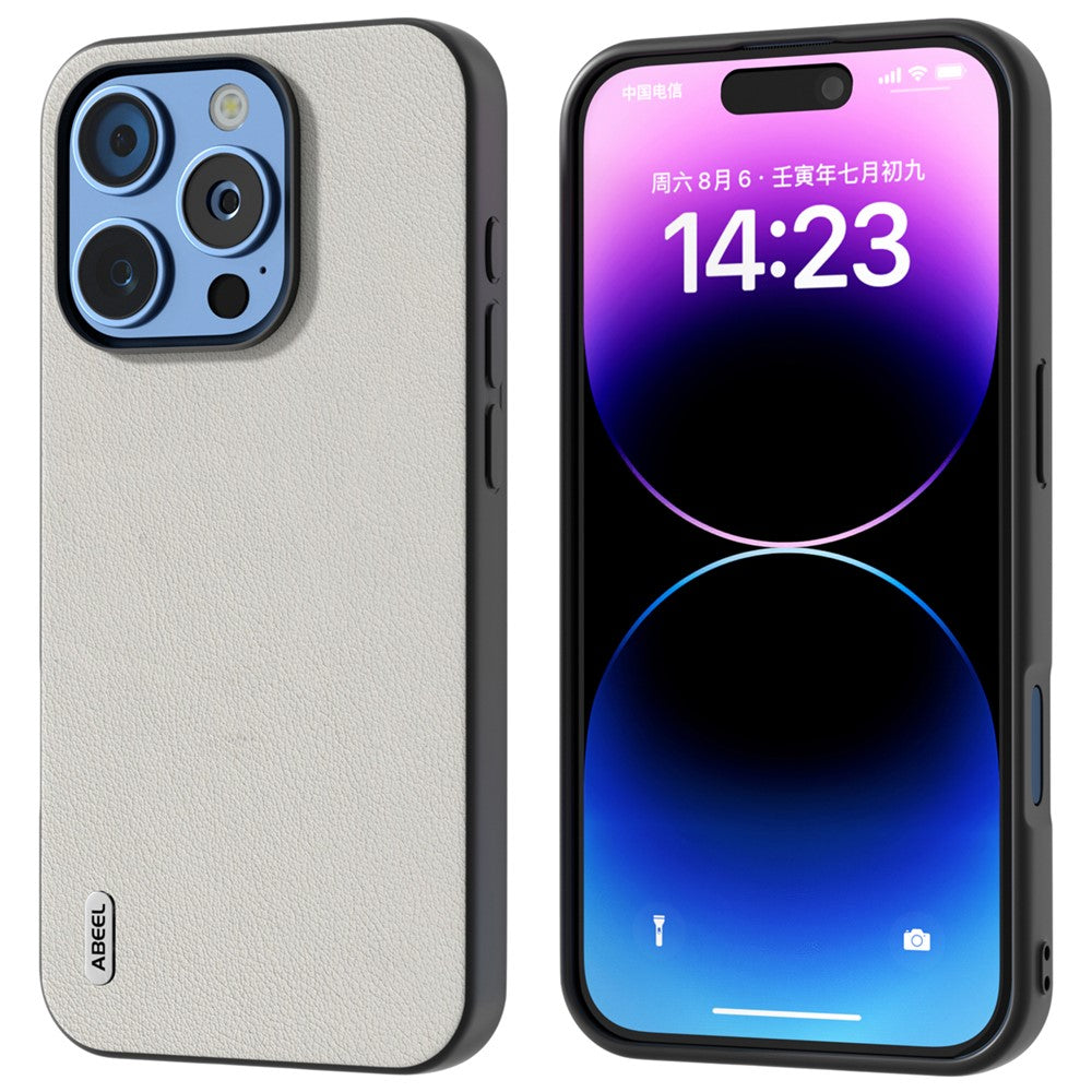ABEEL For iPhone 16 Pro Case Anti-Scratch Genuine Cow Leather Back Phone Cover