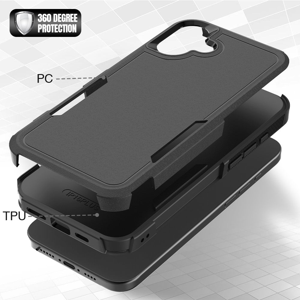 Til iPhone 16 Plus Cover 2-i-1 PC+TPU Stødabsorberende Telefoncover