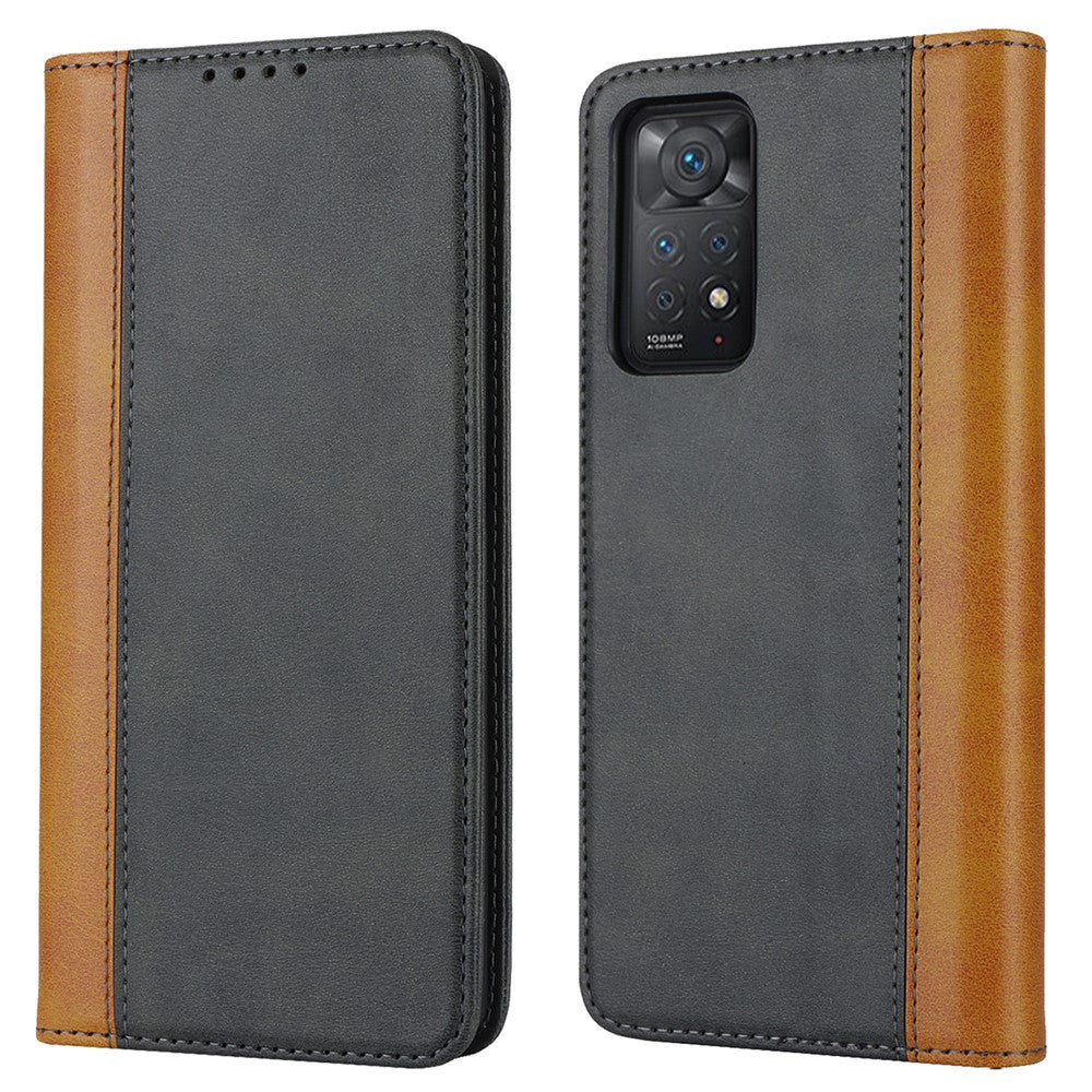 Xiaomi Redmi Note 11 Pro-skal med kalvstruktur, 3 kortplatser, färgskarvning, läder, mobilskal