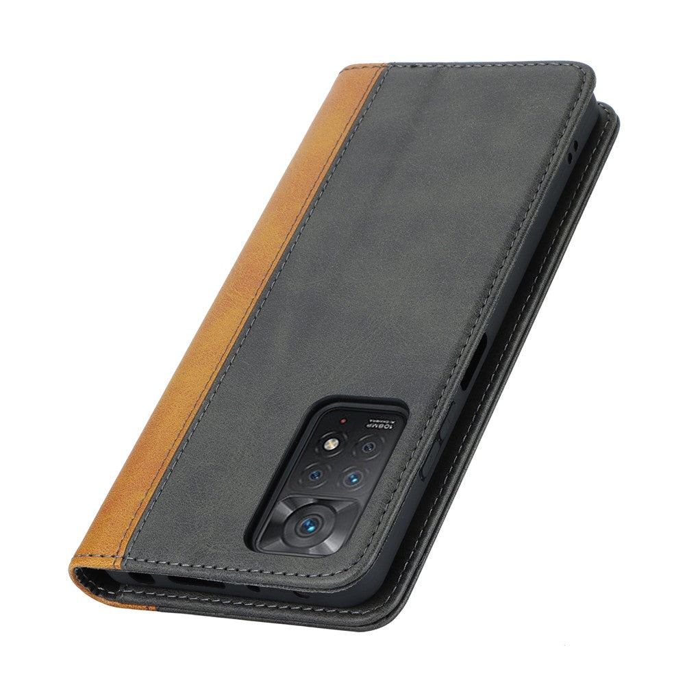 For Xiaomi Redmi Note 11 Pro Case Calf Texture 3 Card Slots Color Splicing Leather Phone Cover