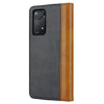 For Xiaomi Redmi Note 11 Pro Case Calf Texture 3 Card Slots Color Splicing Leather Phone Cover