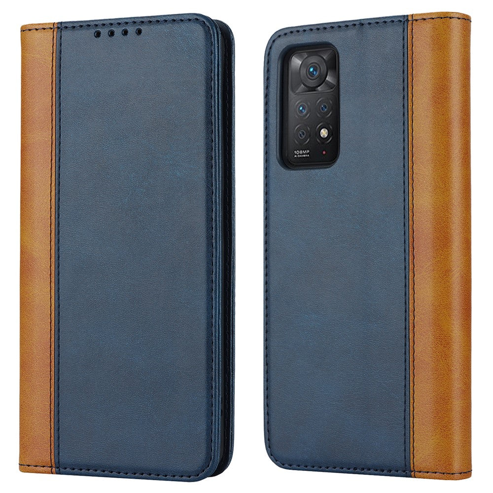 Xiaomi Redmi Note 11 Pro-skal med kalvstruktur, 3 kortplatser, färgskarvning, läder, mobilskal