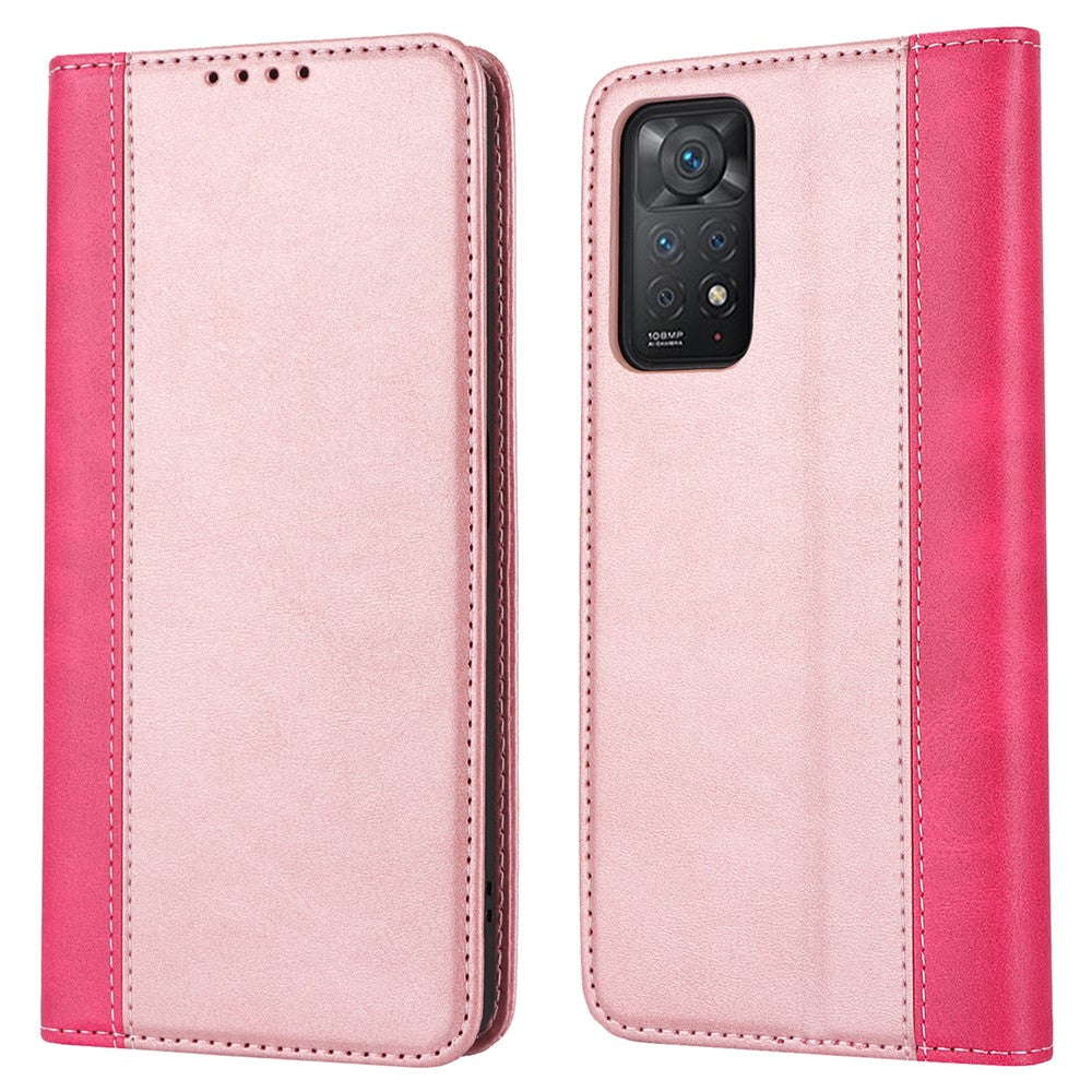 For Xiaomi Redmi Note 11 Pro Case Calf Texture 3 Card Slots Color Splicing Leather Phone Cover