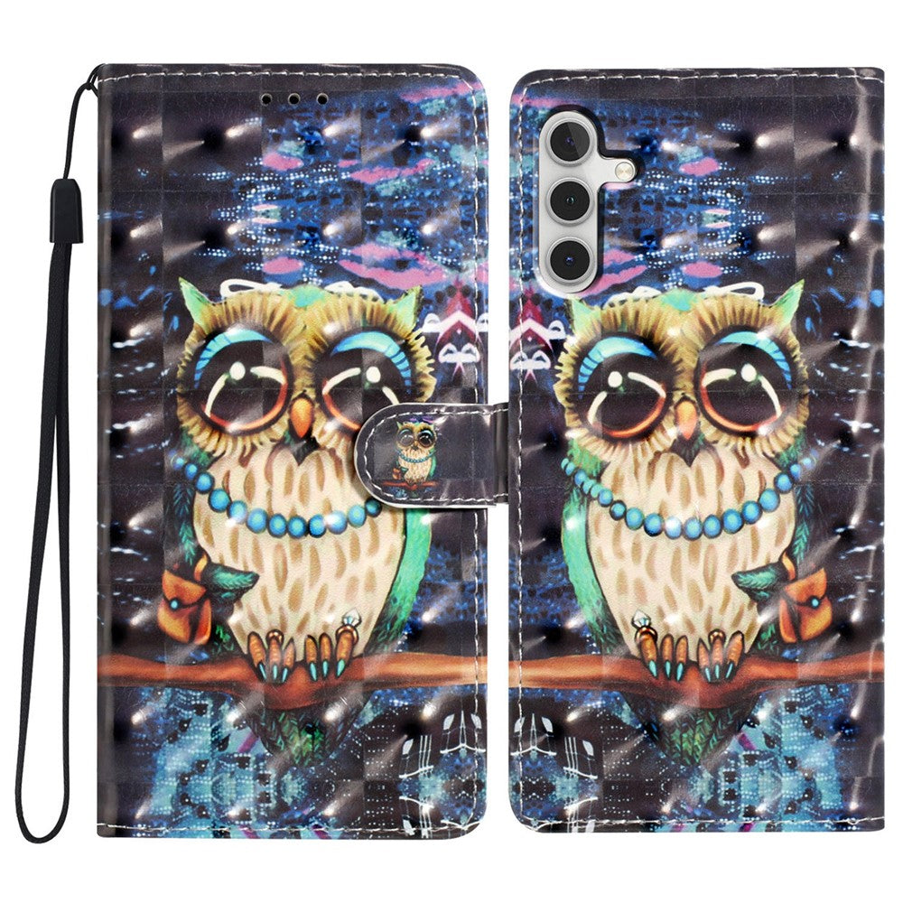 Til Samsung Galaxy A16 5G / A16 4G Etui PU-Læder 3D Mønsterprint Tegnebog Telefoncover