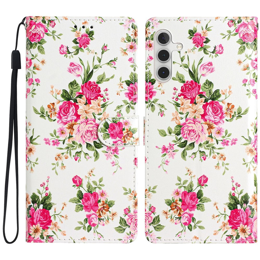 For Samsung Galaxy A16 5G / A16 4G Wallet Case PU Leather Pattern Printing Stand Phone Cover with Strap