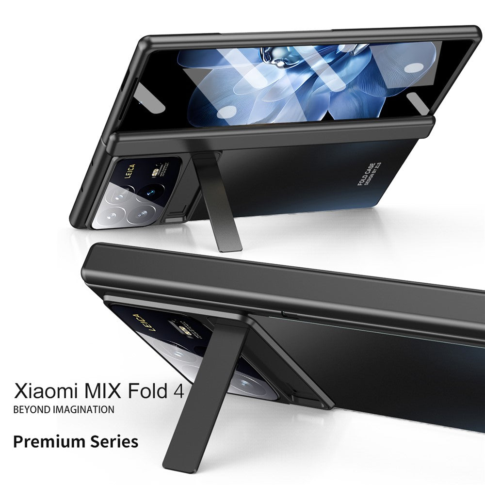 For Xiaomi Mix Fold 4 5G Case Kickstand Hinge Design PC Phone Cover with Tempered Glass Film