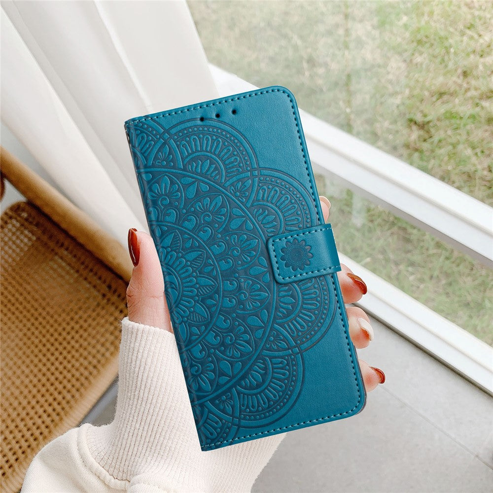 For Samsung Galaxy A06 4G Leather Case with Card Slots Mandala Pattern Phone Cover Stand