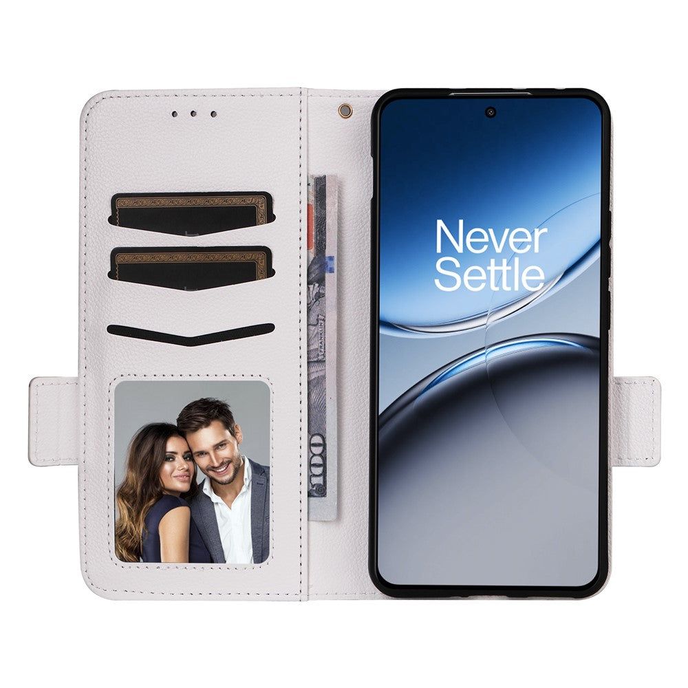 OnePlus Nord 4-skal med handledsrem i litchitexturerat PU-läder, plånboksfodral