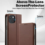 LC.IMEEKE L1 Series for iPhone 15 Plus Case PU Leather Wallet Stand Protective Phone Cover