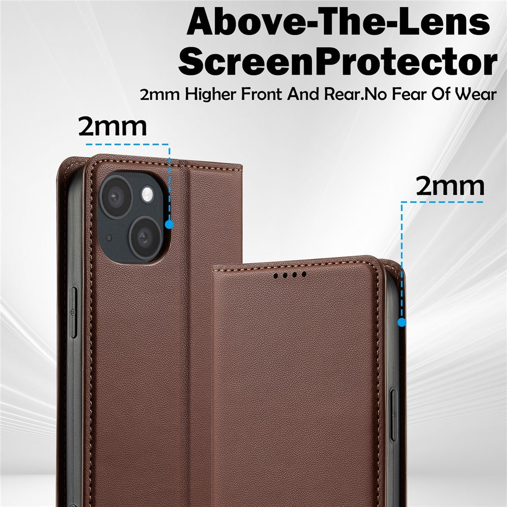 LC.IMEEKE L1 Series for iPhone 15 Plus Case PU Leather Wallet Stand Protective Phone Cover