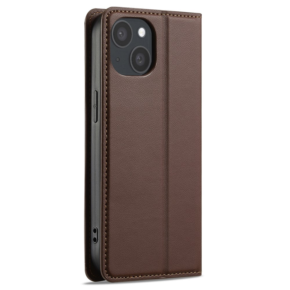 LC.IMEEKE L1 Series for iPhone 15 Plus Case PU Leather Wallet Stand Protective Phone Cover