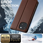 LC.IMEEKE L1 Series for iPhone 15 Plus Case PU Leather Wallet Stand Protective Phone Cover