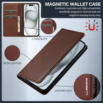 LC.IMEEKE L1 Series for iPhone 15 Plus Case PU Leather Wallet Stand Protective Phone Cover
