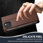 LC.IMEEKE L1 Series for iPhone 15 Plus Case PU Leather Wallet Stand Protective Phone Cover