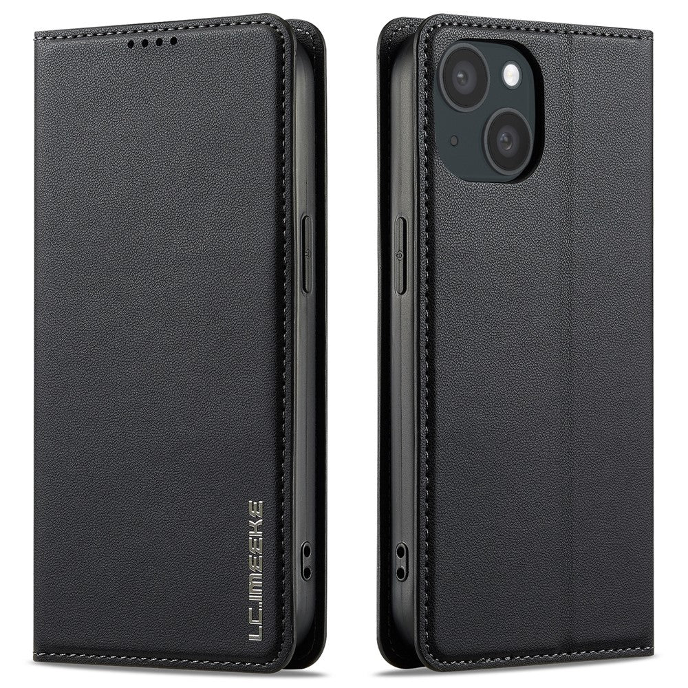 LC.IMEEKE L1 Series for iPhone 15 Plus Case PU Leather Wallet Stand Protective Phone Cover