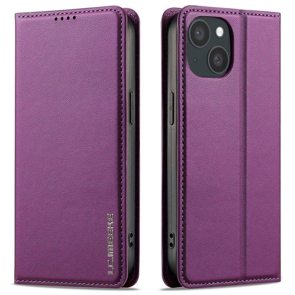LC.IMEEKE L1 Series for iPhone 15 Plus Case PU Leather Wallet Stand Protective Phone Cover