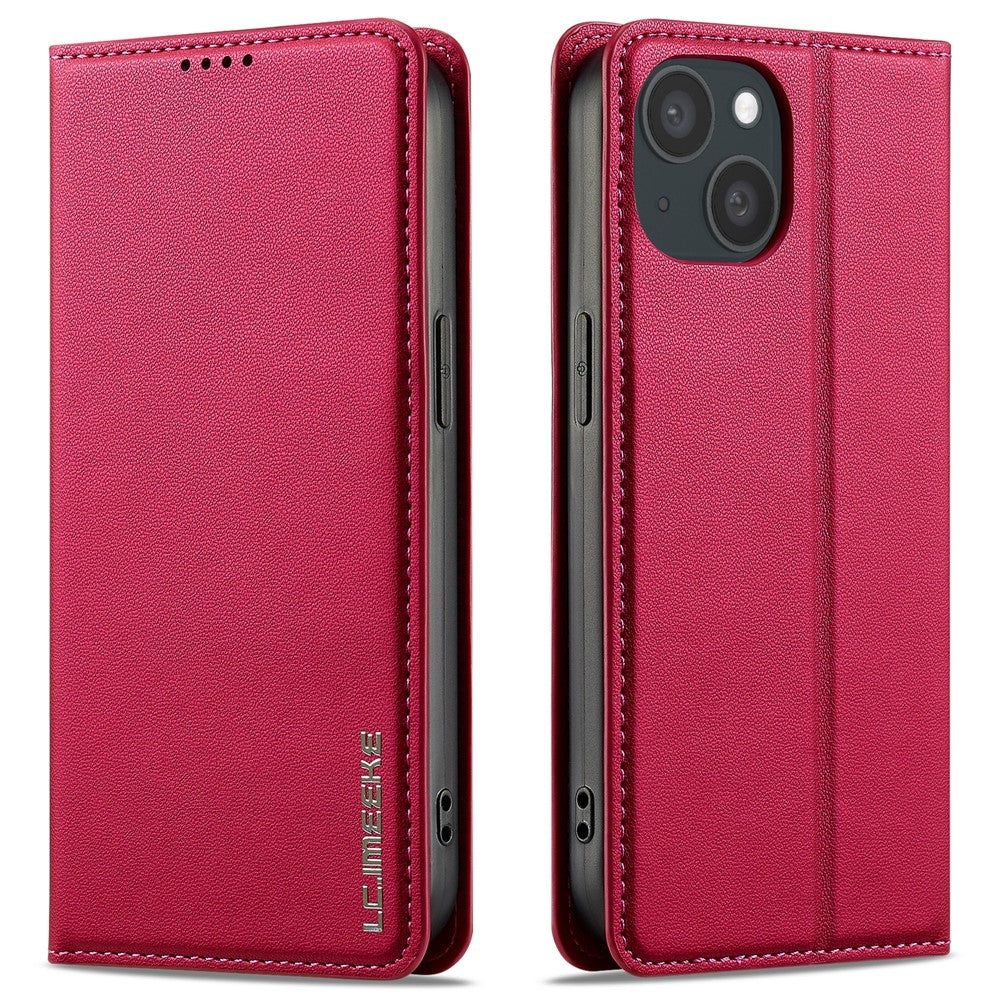 LC.IMEEKE L1 Series for iPhone 15 Plus Case PU Leather Wallet Stand Protective Phone Cover