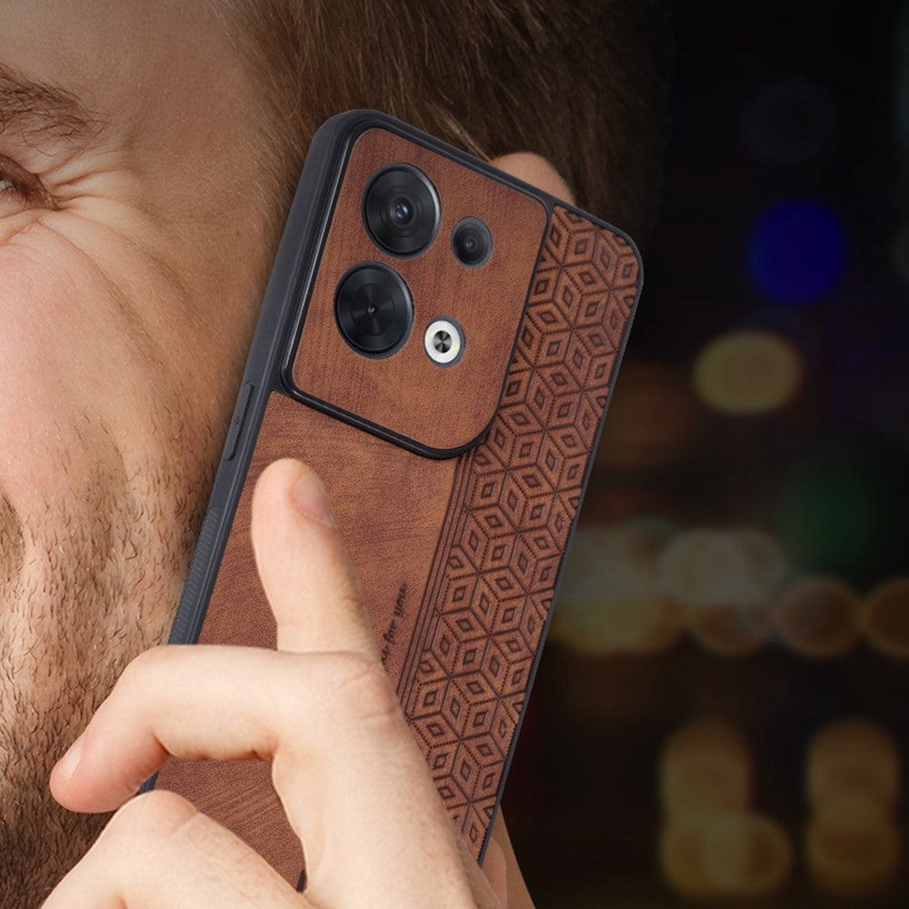 AZNS For Oppo Reno8 5G (Global Version) Imprinted PU Leather Coated TPU Back Cover Anti-drop Cell Phone Case