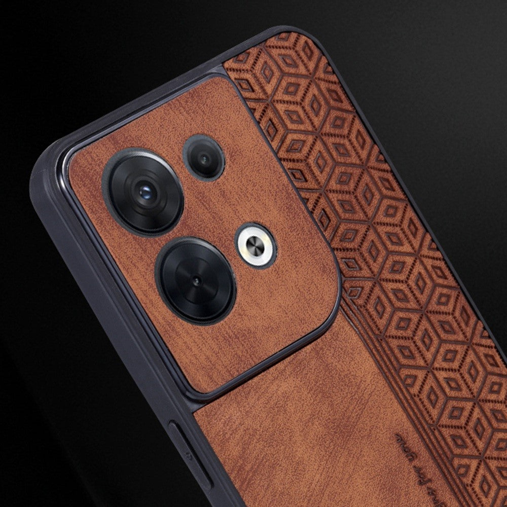 AZNS For Oppo Reno8 5G (Global Version) Imprinted PU Leather Coated TPU Back Cover Anti-drop Cell Phone Case