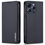 LC.IMEEKE L1 Series for iPhone 15 Pro Case PU Leather Wallet Stand Protective Phone Cover