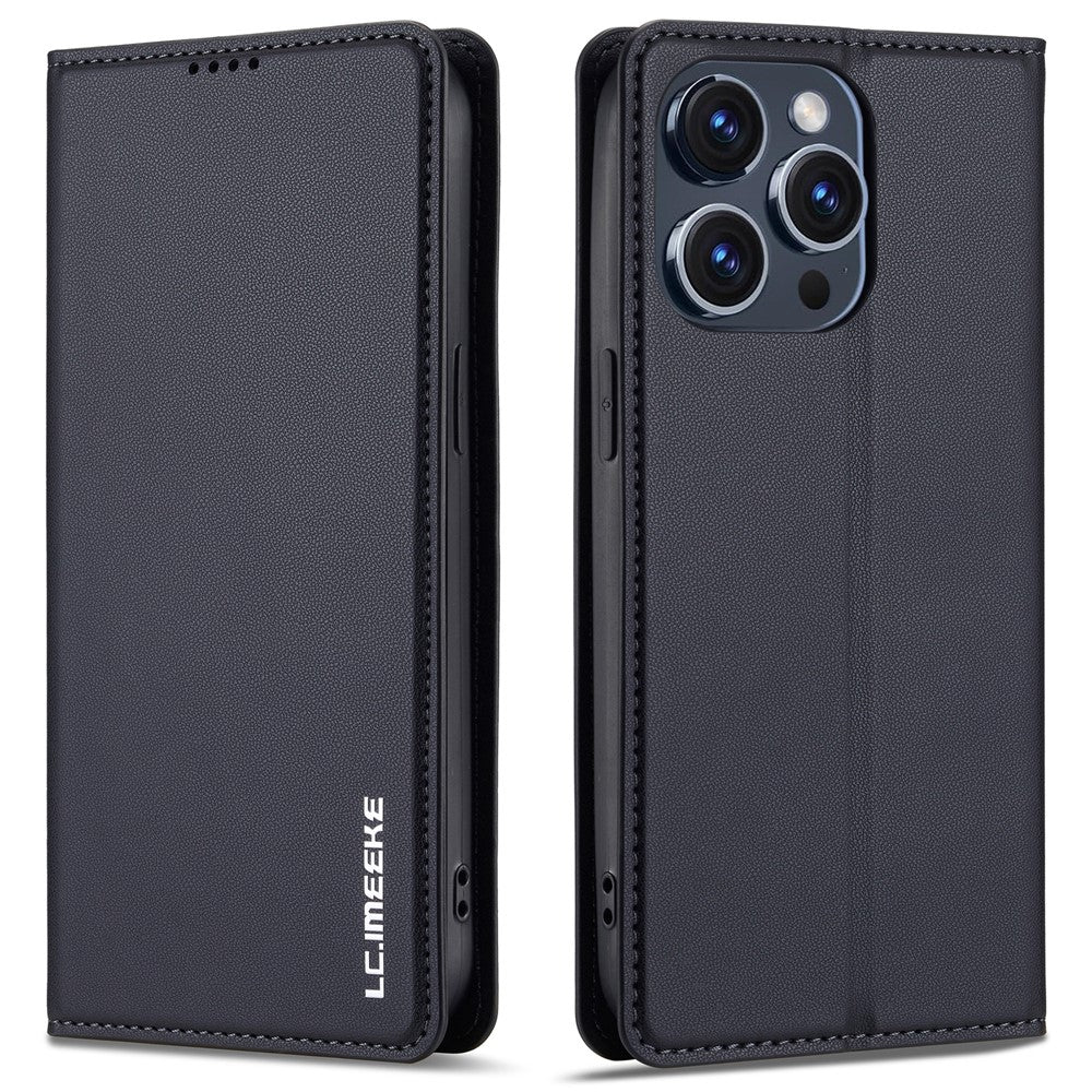 LC.IMEEKE L1 Series for iPhone 15 Pro Case PU Leather Wallet Stand Protective Phone Cover