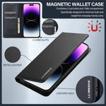 LC.IMEEKE L1 Series for iPhone 15 Pro Case PU Leather Wallet Stand Protective Phone Cover